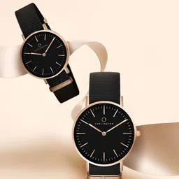 CARLINGTON Unisex Bracelet Style Straps Analogue Couple Watch 2045 Black M + 2045-34