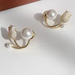 SZN Korean Artificial Beads Beaded Double Sided Contemporary Studs-47