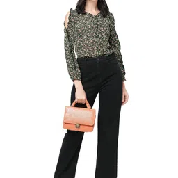 G0-4 IT Women Floral Printed Cold-Shoulder Ruffles Top-picture-24