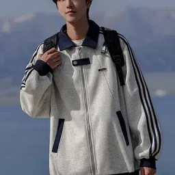 HERE&NOW Men Spread Collar Striped Casual Bomber Jacket-picture-42