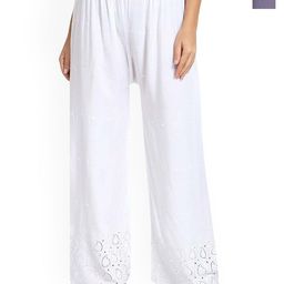 SRISARAS Pack Of 2 Women Ethnic Motifs Embroidered Wide Leg Cotton Parallel Trousers-image-77