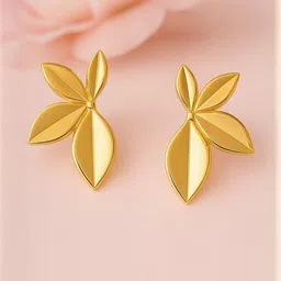 ISHTAARA Women Golden Stainless steel Leaf Shaped Studs Earrings-picture-31