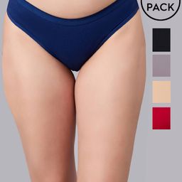 SIMOH Women Pack Of 5 Mid Rise Basic Assorted Briefs-image-45