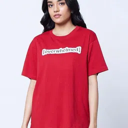 LoveDky Women Typography Printed Oversized T-shirt-image-91