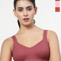 LILY Pack Of 3 Full Coverage Non Padded All Day Comfort Workout Bra-15