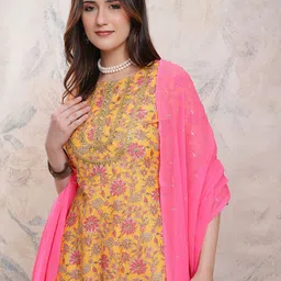 Vishudh Floral Printed Gotta Patti Kurta With Palazzos & Dupatta-47
