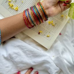Janpath Online Set Of 12 Glass Bangles-image-12