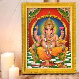 Art Street Red & Green Lord Ganesha Religious Wall Paintings-image-53