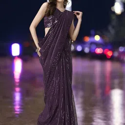 DIVASTRI Embellished Sequinned Saree-image-42