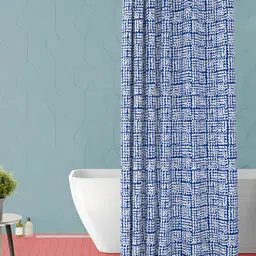 ArtzFolio White & Blue Printed Waterproof Shower Curtain-image-96