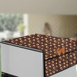 The Furnishing Tree Brown Printed Refrigerator Cover-66