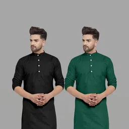 VS MALL Men Green Kurtas-image-88