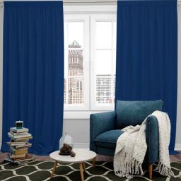 parda online Royal Blue Polyster Solid 9ft Blackout Rod Pocket Window/Door (1 Pc)-picture-27