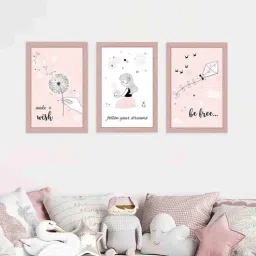 art street Pink Engineered Wood (Set of 3) Art Panels-picture-45
