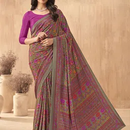 Mitera Floral Poly Crepe Saree-image-76