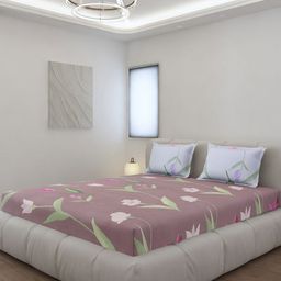 Monte Carlo Edmond Pink & Green Floral Printed 144 TC King Bedsheet Set 2.70 m x 2.70 m-image-17