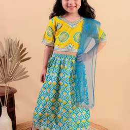 JUNITOS Girls Printed Ready to Wear Lehenga & Blouse With Dupatta-36