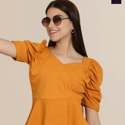 Mast & Harbour Pack Of 2 Women Puff Sleeve Peplum Top-image-84