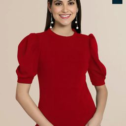Mast & Harbour Women Pack of 2 Solid Puff Sleeve RegularTop-image-60