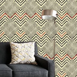 ArtzFolio Yellow & Black Geometric Printed UV Resistant Wallpaper-image-98