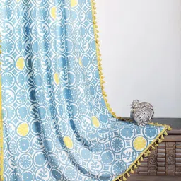 Tranquebar Home Blue & Yellow Geometric Door Curtain-28