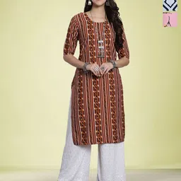 Moda Rapido Selection Of 3 Ethnic Motifs Printed Round Neck Straight Kurtas-image-25