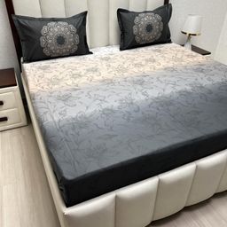 Pure Decor Royal Majestic Grey Printed Pure Cotton 240 TC King Bedsheet Set 2.74m x 2.74m-image-42