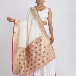 TEEJH Geometric Woven Design Dupatta with Zari image 5