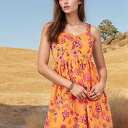 ZYNG Women Floral Print Shoulder Straps Smocked Chiffon Fit & Flare Dress-image-51