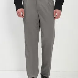 SHOWOFF Men Custom Mid-Rise Regular Fit Pleated Cotton Formal Trousers-image-96