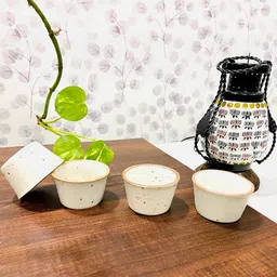 ALTAICA Ceramic Beige 60ml Small Sauce Bowl Set of 4 Mini Dip Bowls-image-0