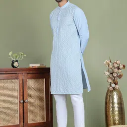 Anouk Men Embroidered Regular Chikankari Kurta with Pyjamas-image-79