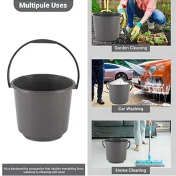 Kuber Industries Grey 2 Pieces Multi Purpose Small Bucket- 5ltr image 5