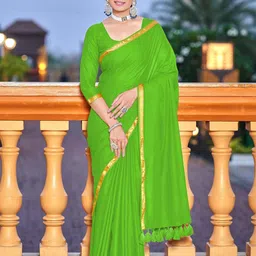 Pandadi Saree Solid Zari Saree With Unstitched Blouse piece-9