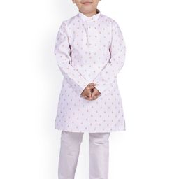BAESD Boys Floral Embroidered Regular Thread Work Kurta with Pyjamas-9