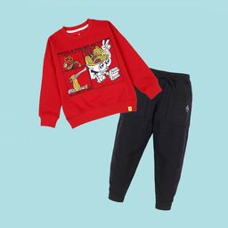 KiddoPanti Boys Fleece Printed Round Neck Sweatshirt With Jogger-picture-31