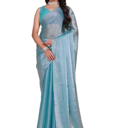Indian Fashionista Embellished Beads and Stones Organza Saree-picture-20