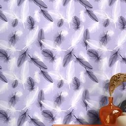 INDIAN ROYALS Purple & White Printed Feathers Design Waterproof Wall Sticker-image-88