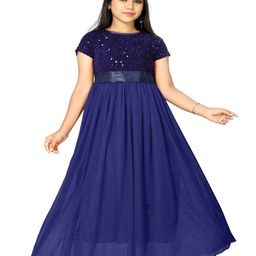 DP FABRICS Girls Embellished Fit and Flare Net Maxi Dress-image-34