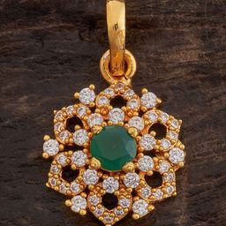 Kushal's Fashion Jewellery 92.5 Pure Silver Gold-Plated Floral Pendant-image-6