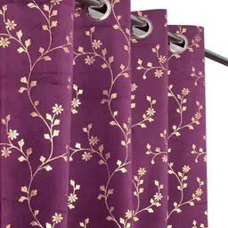 IVAZA Set Of 2 Purple Black Out Window Curtain-10