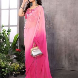 ROOP SUNDARI SAREES Ombre Embroidered Pure Georgette Saree-20