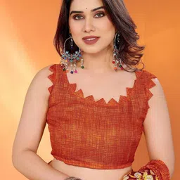 KALINI Orange Silk Blend Printed Sarees-picture-10
