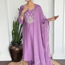 KALINI Women Floral Embroidered Silk Kurta with Pyjama & Dupatta-picture-20