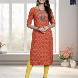 HERE&NOW Selection Of 2 Ethnic Motifs Printed Round Neck Straight Kurta-image-93