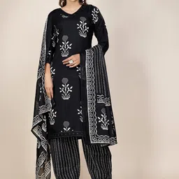 KALINI Women Printed Regular Kurta with Harem Pants & With Dupatta-picture-34