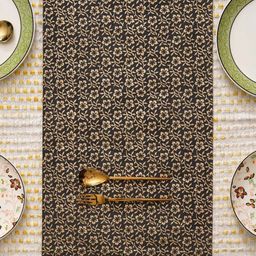 Ratan Cart Grey & Gold-Toned Floral Printed Rectangular Table Runners image 5