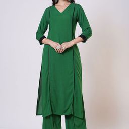 GoSriKi V-Neck Straight Kurta With Palazzos-image-30