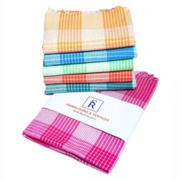SR HANDLOOMS AND TEXTILES Pink & Orange 5 Pieces Striped Pure Cotton 400 GSM Bath Towels-picture-37