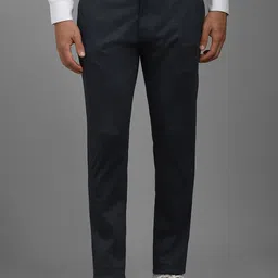 Louis Philippe Men Textured Printed Slim Fit Trousers-image-99